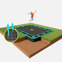 11ft x 8ft rectangle in ground trampoline grey Thumbnail