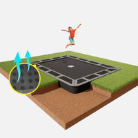 11ft x 8ft rectangle in ground trampoline grey Thumbnail