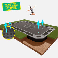 17ft x 10ft rectangle in ground trampoline  grey Thumbnail