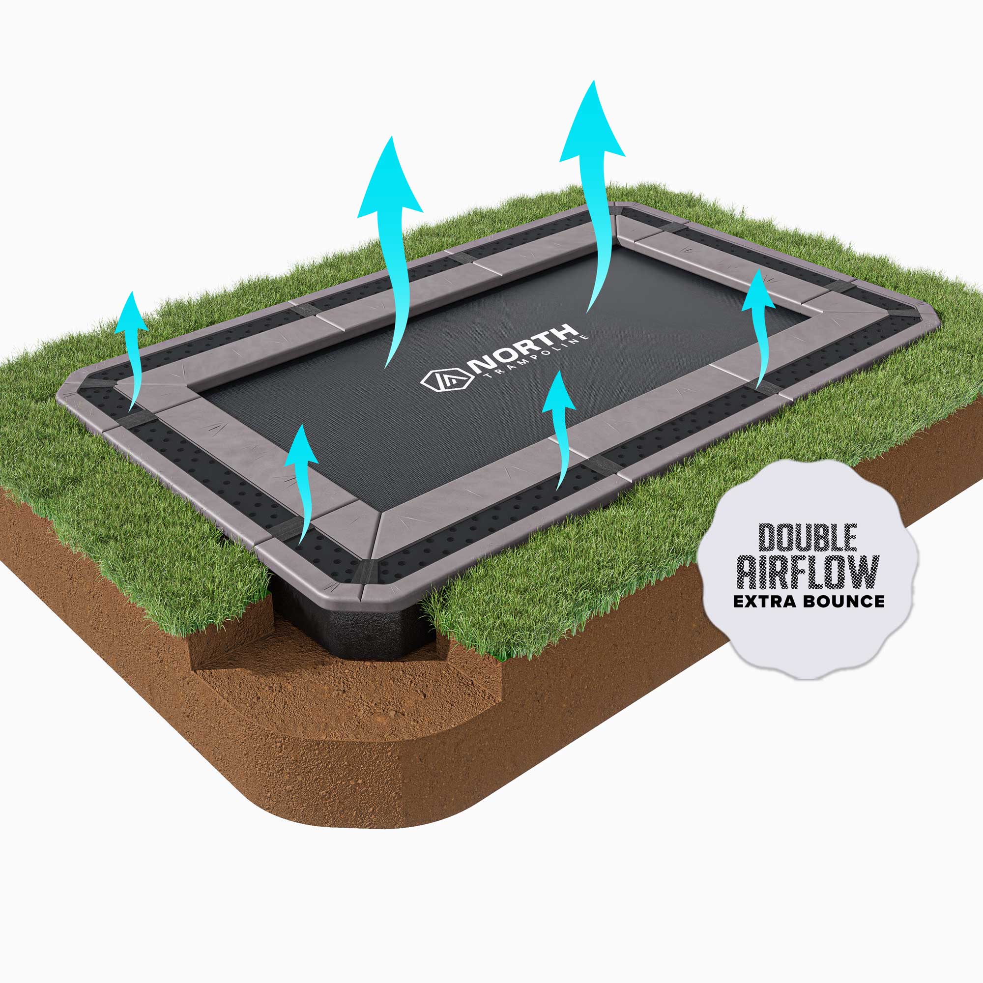 10ft x 6ft North In Ground Trampoline + Safety Net