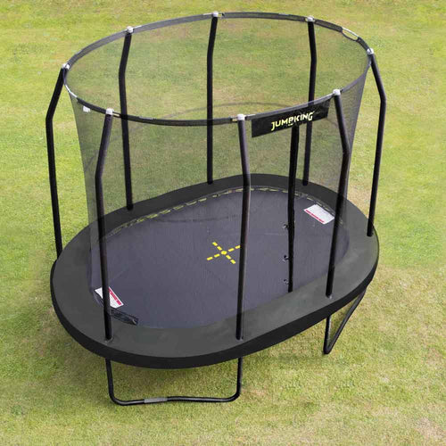 15ft x 10ft Jumpking Oval Trampoline on lawn