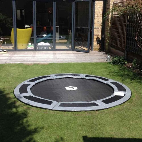 8ft in-ground trampoline in small backyard